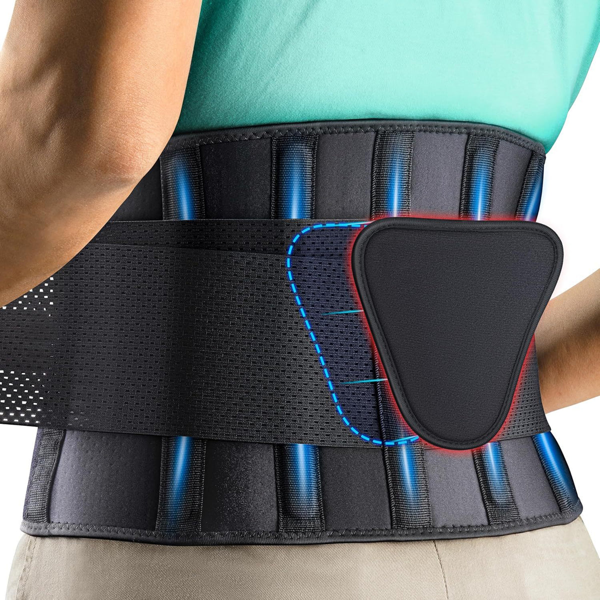 Breathable Back Support Belt with Detachable Waist Pad for Pain Relief